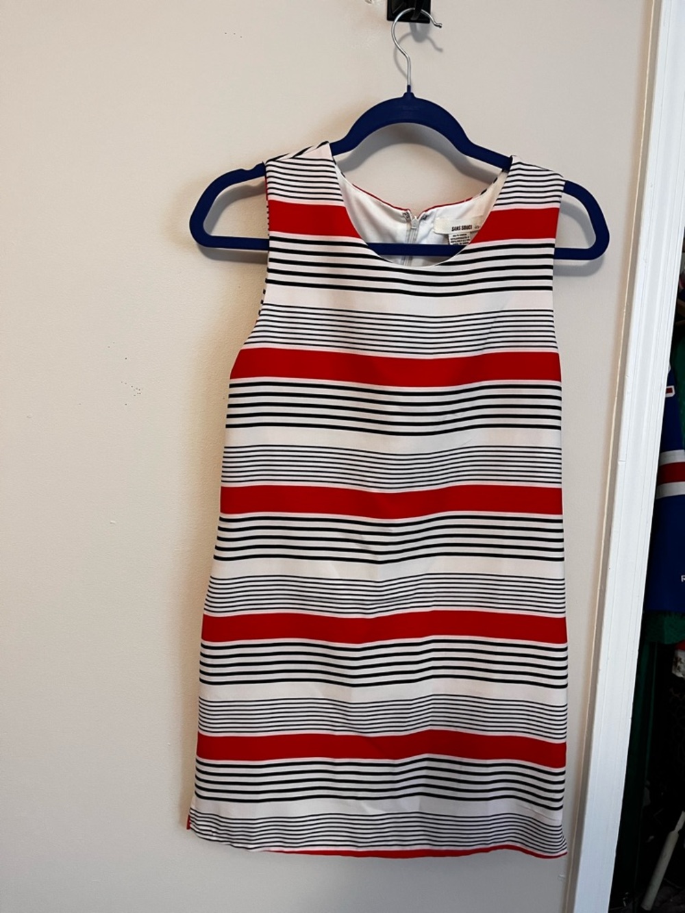 Sans Souci Red, White & Black Striped Sleeveless Dress